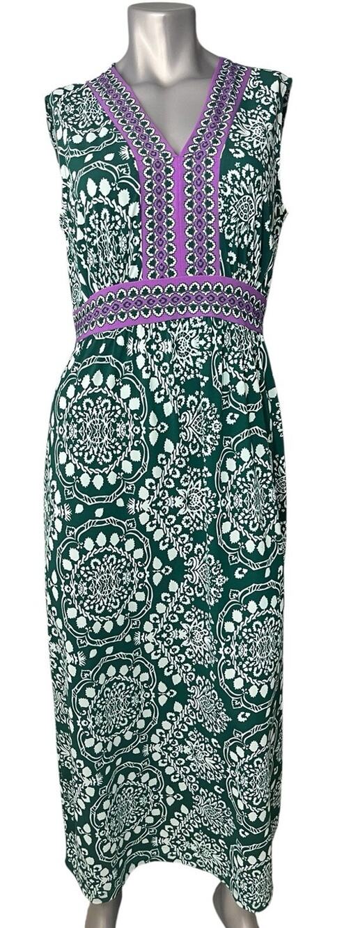 Linea By Louis Dell’Olio Women’s Sleeveless V-Neck Maxi Dress Medium Multicolor